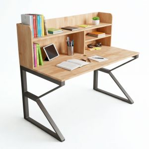 Bàn chữ K liền kệ 140x70cm gỗ cao su FD68077