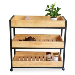 Kệ bếp di động 3 tầng 80x40x86cm gỗ cao su KB68041 Kệ bếp di động 3 tầng 80x40x86cm gỗ cao su KB68041