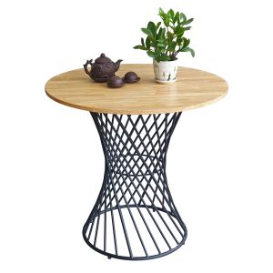 Bàn cafe tròn 80cm gỗ cao su chân sắt nghệ thuật CFD68177 Bàn cafe tròn 80cm gỗ cao su chân sắt nghệ thuật CFD68177