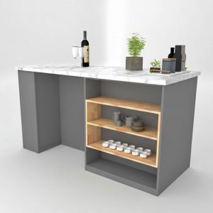 Bàn đảo bếp 160x70x85cm gỗ cao su mặt đá KISL002 Bàn đảo bếp 160x70x85cm gỗ cao su mặt đá KISL002