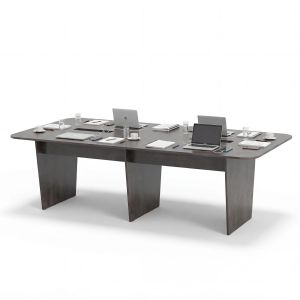 Bàn họp chữ nhật 240x120cm chân bằng gỗ cao su BH68009