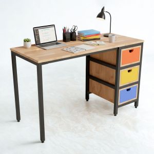 Bàn học liền chân tủ 120x50cm gỗ cao su BD68161