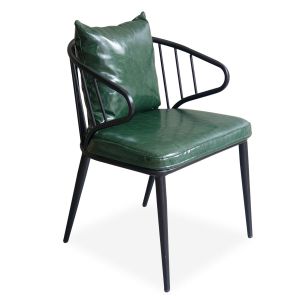 Ghế cafe khung sắt có tay tựa bọc nệm da simili GCF160