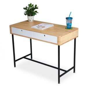 Bàn làm việc có ngăn kéo mini 100x50cm gỗ cao su chân sắt BD68103 Bàn làm việc có ngăn kéo mini 100x50cm gỗ cao su chân sắt BD68103
