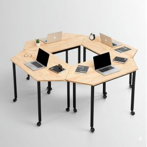 Cụm 4 bàn di động FOS hình thoi 197x180cm lắp ghép gỗ cao su FOS018 Cụm 4 bàn di động FOS hình thoi 197x180cm lắp ghép gỗ cao su FOS018