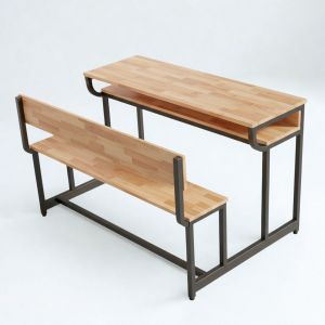 Bàn học liền ghế lắp ráp 120x80cm gỗ cao su PSD040