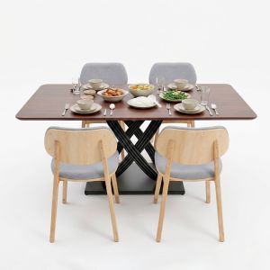 Combo bộ bàn ghế ăn chữ nhật 160x80cm gỗ tràm 2 ghế CBBA122