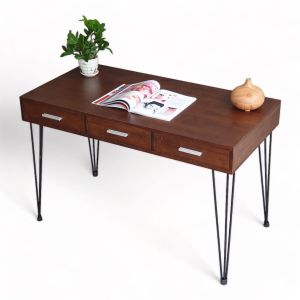 Bàn làm việc có 3 ngăn kéo 120x60cm gỗ cao su chân sắt Hairpin BD68108 Bàn làm việc có 3 ngăn kéo 120x60cm gỗ cao su chân sắt Hairpin BD68108