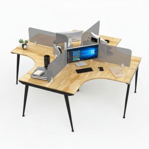 Bàn cụm 4 chỗ ngồi hình chữ thập 240x240cm chân sắt lắp ráp hệ CONE HBCO053