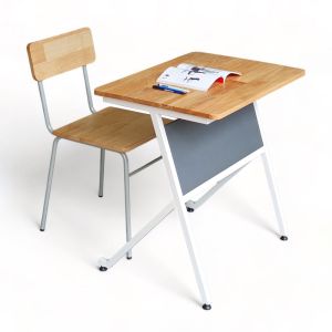 Bộ bàn ghế học sinh gỗ cao su chân sắt BGHS003