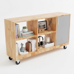 Kệ sách di động 120x30x60cm gỗ cao su KS68340