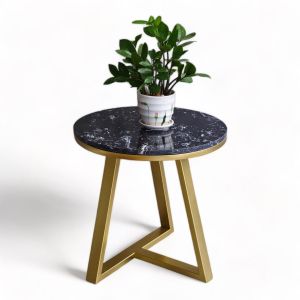 Bàn bên sofa tròn 45cm mặt đá chân sắt SST031