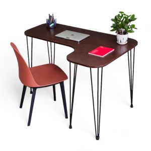 Combo bàn làm việc góc L 120x80cm và 1 ghế nhựa Harmoor CB68197