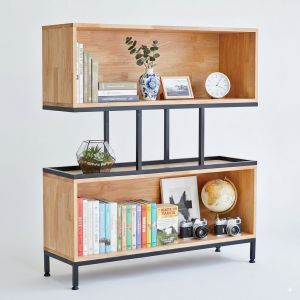 Kệ sách 2 ngăn 100x30x120cm gỗ cao su khung sắt KTB146