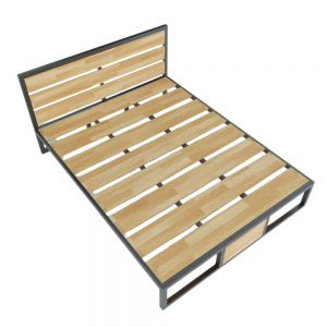 GN68007- Giường ngủ đôi lớn khung sắt lắp ráp có đầu giường - 160x200x30 (cm)