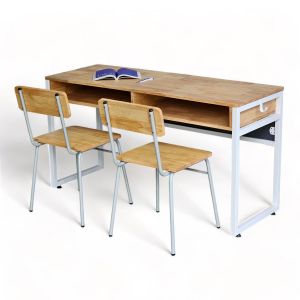Combo bộ bàn học sinh có ngăn 140x50cm và 2 ghế học sinh BGHS007 Combo bộ bàn học sinh có ngăn 140x50cm và 2 ghế học sinh BGHS007