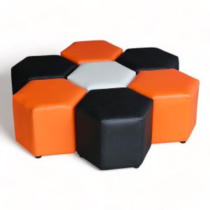 Combo bộ 6 ghế đôn sofa lục giác bọc nệm da simili GDSF010 Combo bộ 6 ghế đôn sofa lục giác bọc nệm da simili GDSF010