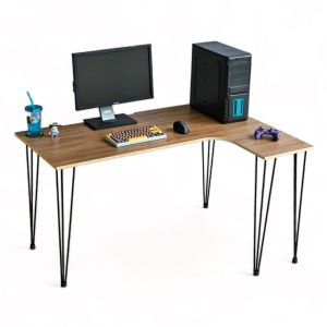 Bàn Gaming góc L 140x100cm gỗ plywood chân sắt Hairpin GD68083 Bàn Gaming góc L 140x100cm gỗ plywood chân sắt Hairpin GD68083