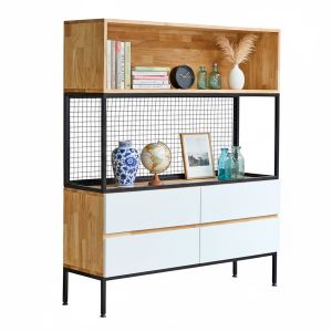 Kệ trang trí có ngăn tủ kéo 120x35x140cm gỗ cao su khung sắt KTB68150