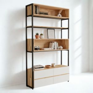 Kệ trang trí 120x35x200cm gỗ cao su KTT68043