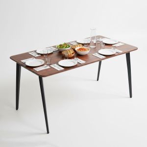 Bàn ăn chữ nhật 160x80cm gỗ tràm chân sắt lắp ráp BA68169