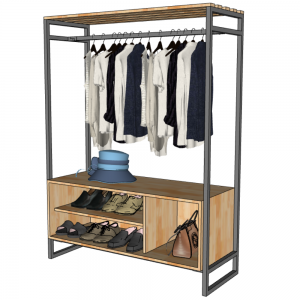 Kệ Áo Đa Năng Khung Sắt Gõ Tự Nhiên TK331