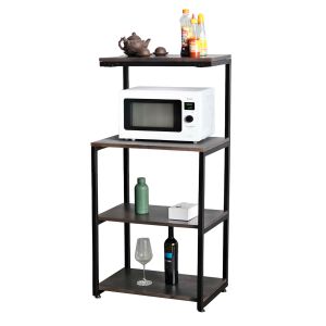 Kệ nhà bếp lắp ráp 70x30x120cm khung sắt gỗ cao su KB68043