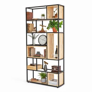 Kệ trang trí khung sắt 100x30x200cm gỗ cao su KS68141