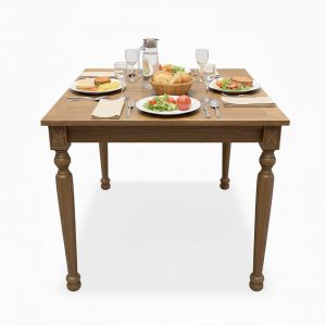 Bàn ăn Louis vuông 80x80cm chân gỗ họa tiết gỗ sồi BA68175 Bàn ăn Louis vuông 80x80cm chân gỗ họa tiết gỗ sồi BA68175