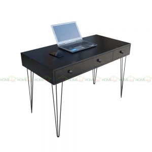 Bàn học 3 ngăn kéo màu đen 120x60cm chân sắt Hairpin BD68042