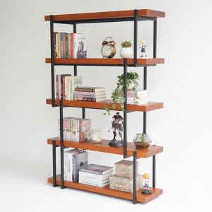 Kệ sách LAM-SHELF 100x34x150cm gỗ thông khung sắt KTB68041