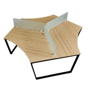 Bàn cụm 3 người 240x208cm gỗ plywood hệ Trapeze HBTC051 Bàn cụm 3 người 240x208cm gỗ plywood hệ Trapeze HBTC051