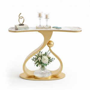 Bàn console 120x30x85cm mặt đá ceramic chân sắt CST071