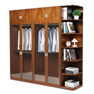 Hệ tủ quần áo 220x55x220cm gỗ cao su cửa kính TQA68047