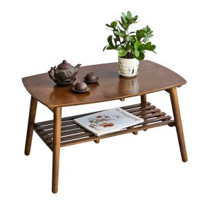 Bàn sofa chữ nhật 2 tầng 80x50x45cm gỗ cao su TT68270 Bàn sofa chữ nhật 2 tầng 80x50x45cm gỗ cao su TT68270
