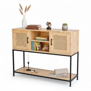 Tủ trang trí 120x40x105cm gỗ cao su khung sắt KTB68171