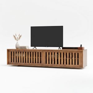 Kệ TV cửa lùa 180x40x39cm gỗ cao su KTV68109