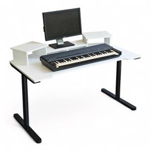 Bàn phòng thu StudioDesk 140x80cm gỗ tự nhiên chân sắt tròn SD68017