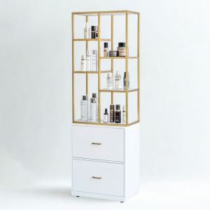 Kệ tủ trưng bày Beauty 65x40x180cm gỗ cao su KTB68182