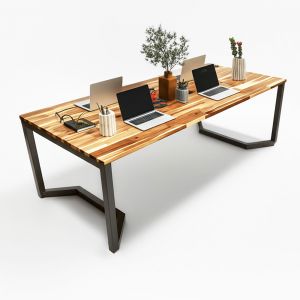 Bàn họp 240x100cm gỗ tràm chân sắt lắp ráp BH68012 Bàn họp 240x100cm gỗ tràm chân sắt lắp ráp BH68012