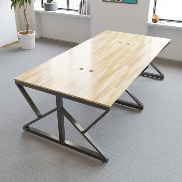 BNV68050 - Bàn cụm 4 chỗ 120x240cm gỗ cao su chân sắt chữ K BNV68050 - Bàn cụm 4 chỗ 120x240cm gỗ cao su chân sắt chữ K