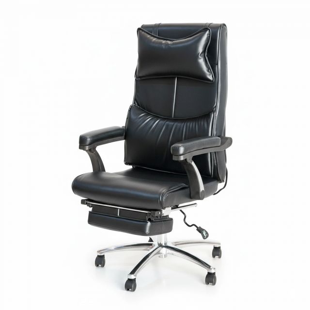 HOM1058-01 - Ghế giám đốc màu đen, lưng cao, có gót chân