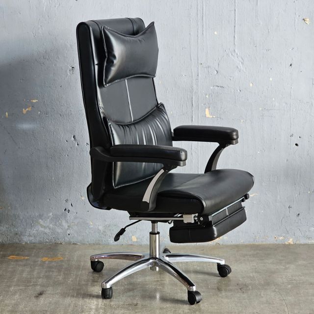 HOM1058-01- Ghế giám đốc màu đen, lưng cao, có gót chân