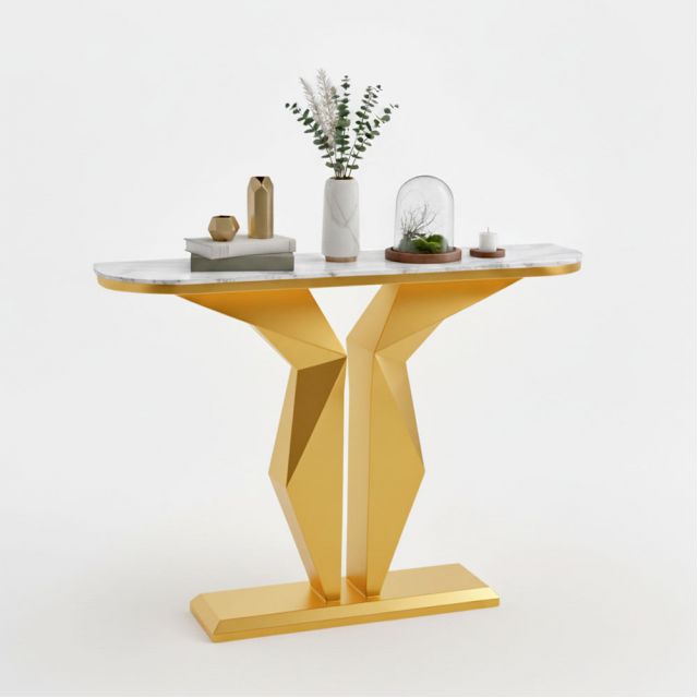Bàn console 120x30x85cm mặt đá ceramic chân sắt CST091