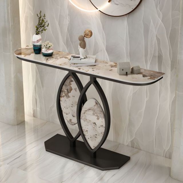 Bàn console 120x30x85cm mặt đá ceramic chân sắt CST086