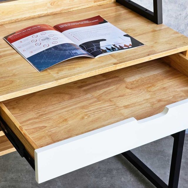 Bàn học liền giá sách 80x50x150cm gỗ cao su FD68066