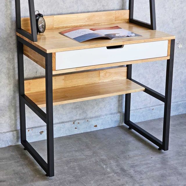 Bàn học liền giá sách 80x50x150cm gỗ cao su FD68066