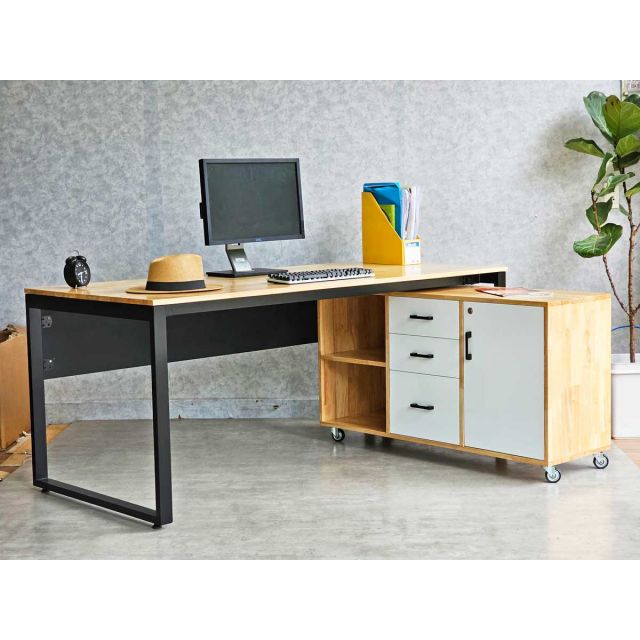 Bàn làm việc 180x80cm kết hợp tủ di động HBRT068
