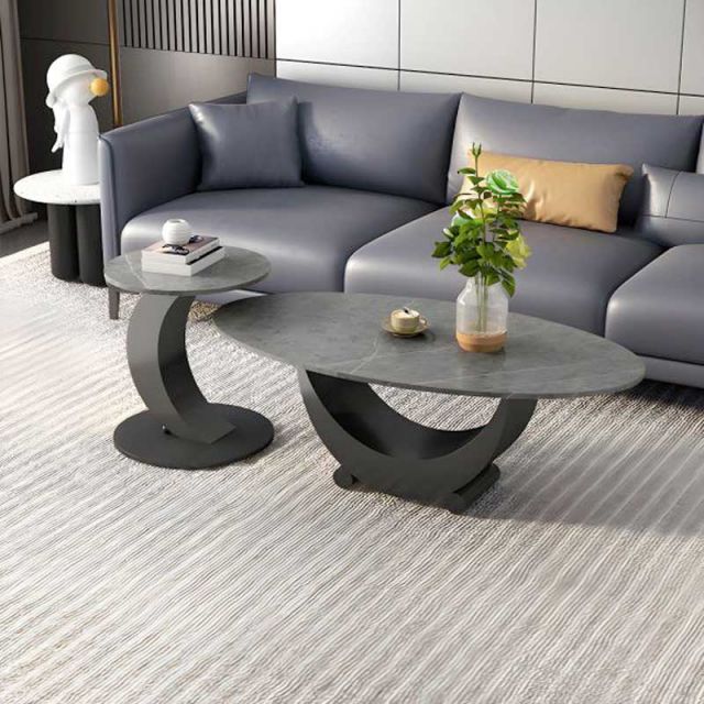 Bàn sofa đôi mặt đá chân sắt TT68284