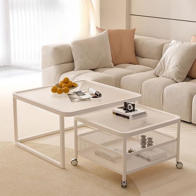 Bàn sofa đôi mặt kính chân sắt TT68303